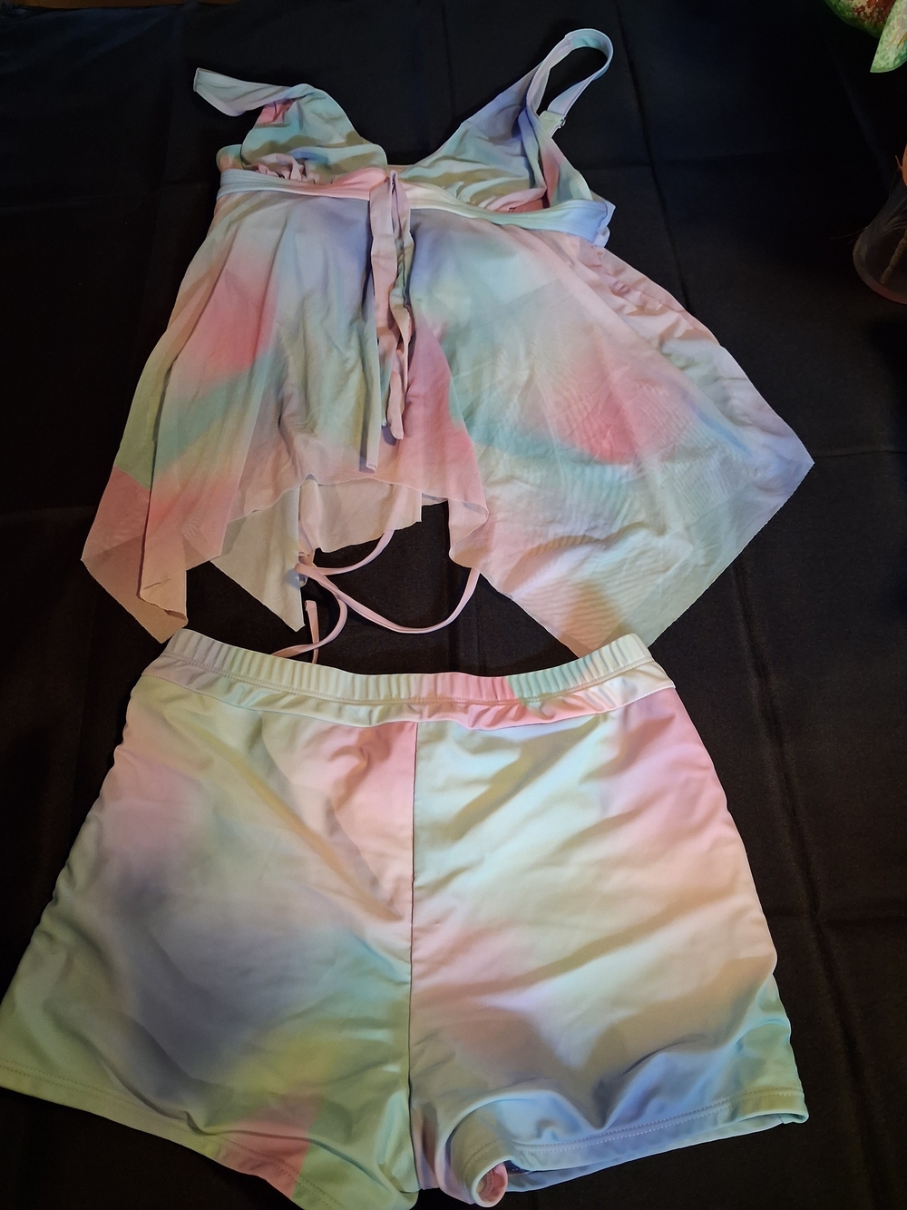 Women’s Pastel Tie-Dye Tankini Set - Soft Multi-Color